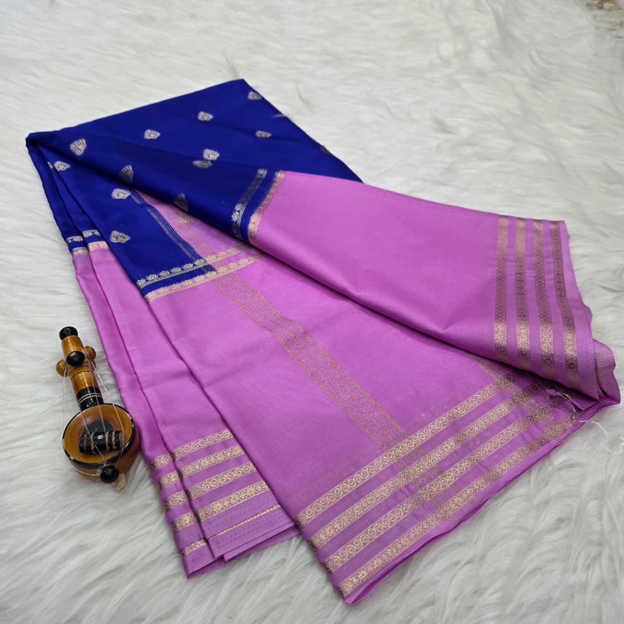 Contrast Blouse Semi Mysore Crepe Silk Cotton Saree